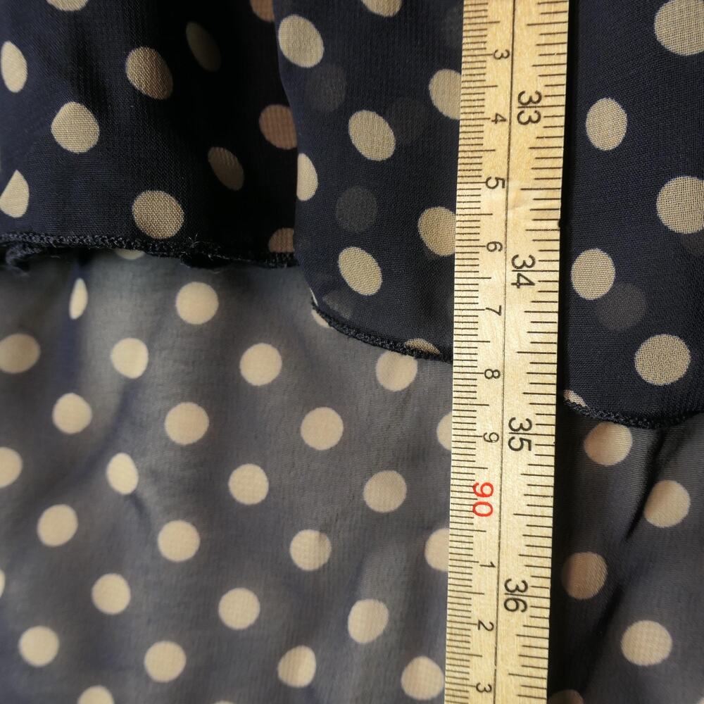 En Focus Dress Womens 8 Blue Polka Dot Hi Low Career Casual 3/4 Slit Sleeve - Picture 12 of 14